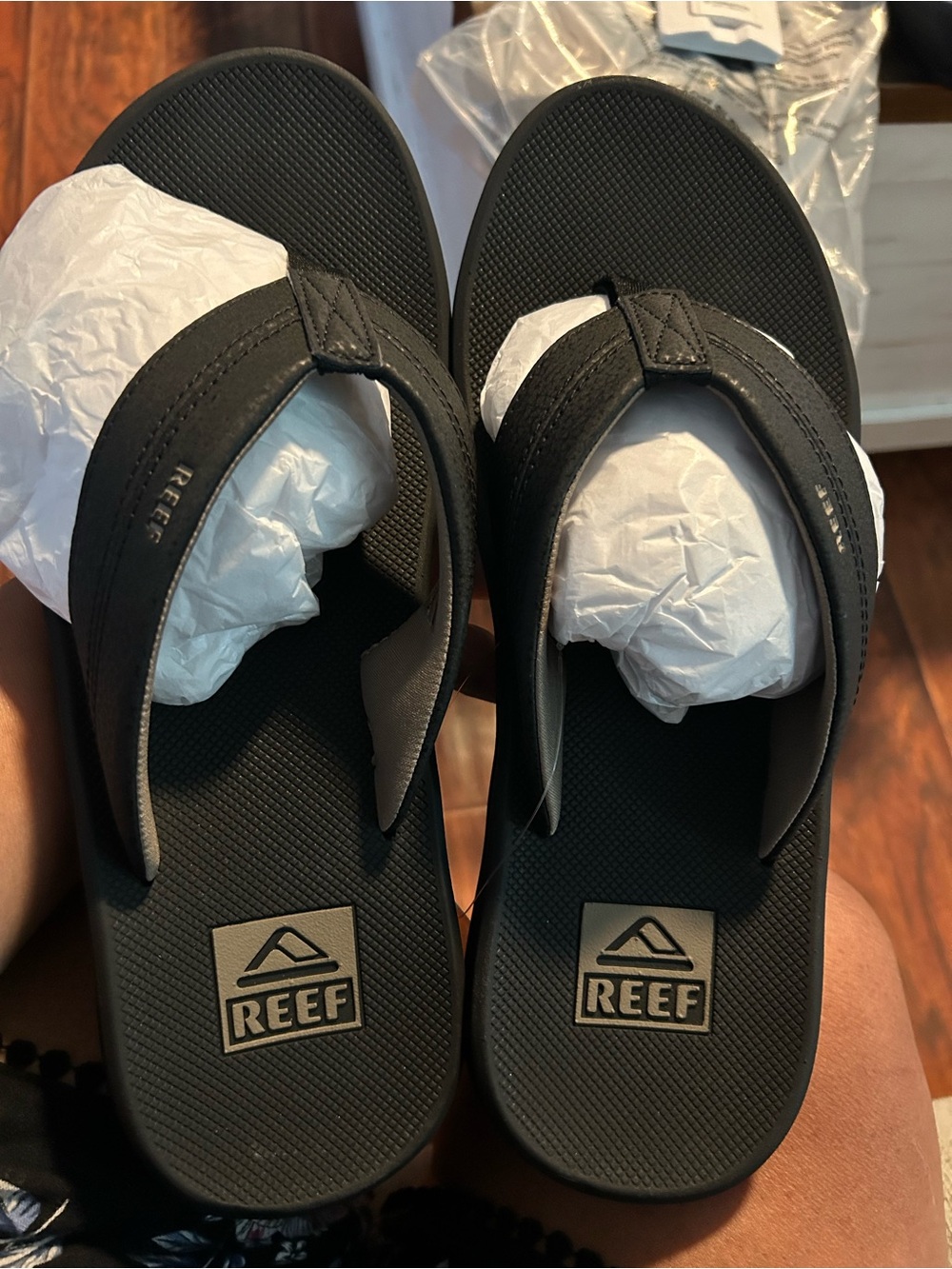 Reef Men’s Black Padded Strap Flip-Flops